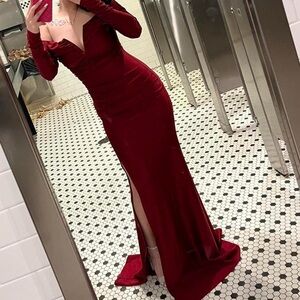 Elegant Burgundy Evening Gown